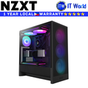 Itw | NZXT Computer PC Case H5 Flow RGB Compact ATX Mid-Tower Airflow with RGB Fans (Black | White) (Black)