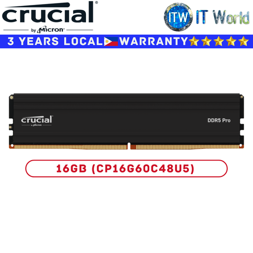 [CP16G60C48U5] Crucial DDR5 RAM Pro 5600Mhz Unbuffered Single UDIMM Desktop Memory 16GB (CP16G60C48U5) (16GB)