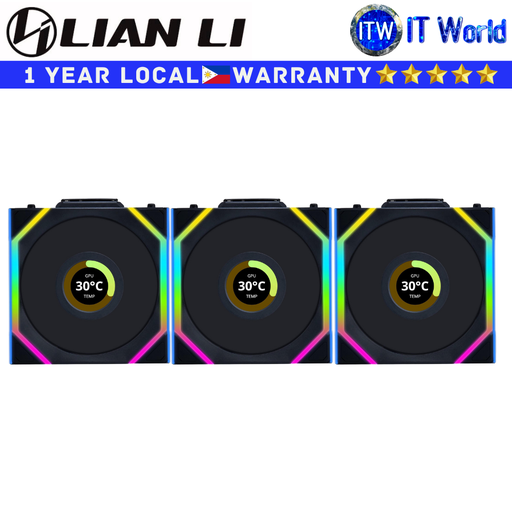 [G99.12RSLLCD1W3B.00] Lian Li Computer PC Fan Uni Fan SL Wireless LCD 120 Reverse Blade Triple Fan Black (G99.12RSLLCD1W3B.00) (Black)