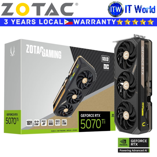 [ZT-B50710J-10P] Zotac Gaming RTX 5070 Ti 16GB GDDR7 Solid OC Geforce Graphic Card (ZT-B50710J-10P)