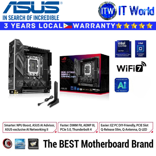 [ROG STRIX B860-I GAMING WIFI] ASUS Motherboard ROG Strix B860-I Gaming Wifi mini-ITX LGA1851 DDR5