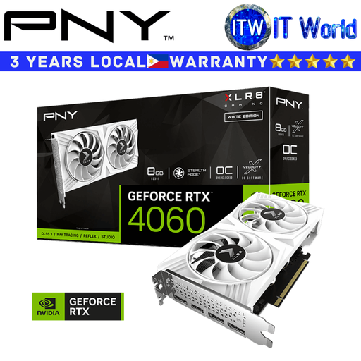 [VCG40608DFWXPB1-O] PNY RTX 4060 8GB GDDR6 XLR8 Gaming Verto OC White Geforce Graphic Card (VCG40608DFWXPB1-O)
