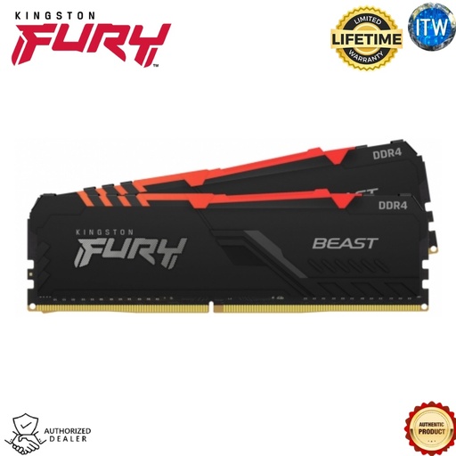 [KF432C16BB12AK2/32] Kingston Fury Beast RGB 32GB (2x16GB) DDR4-3200Mhz CL16 Desktop Memory (KF432C16BB12AK2/32)