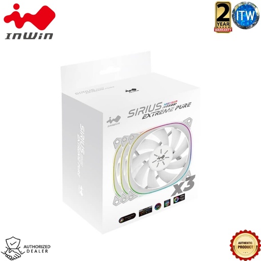 [ASE120P] 4/4M InWin Sirius Extreme Pure ASE120P - 3Pack ARGB Fans (White)