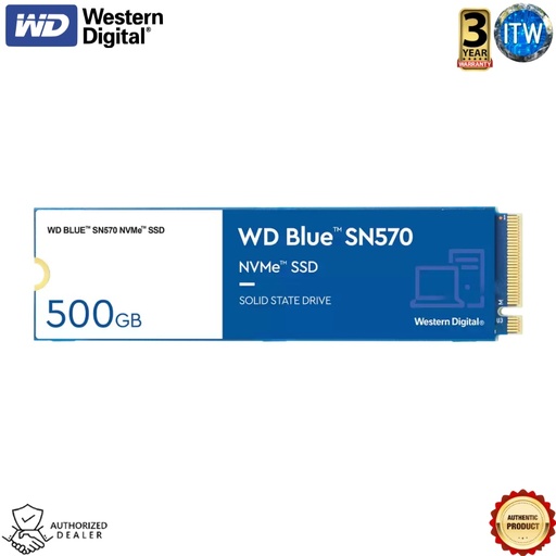 [WDS500G3B0C] Western Digital Blue 500GB M.2 2280 NVMe Internal SSD (SN570/SN580) (SN570 (WDS500G3B0C))
