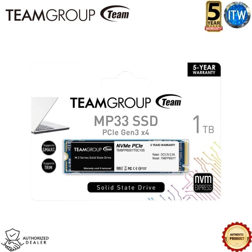 [MP33 1TB] Team Group MP33 1TB - M.2 2280 PCIe 3.0 x4 NVMe 1.3 3D NAND Internal SSD (TM8FP6001T0C101) (2)