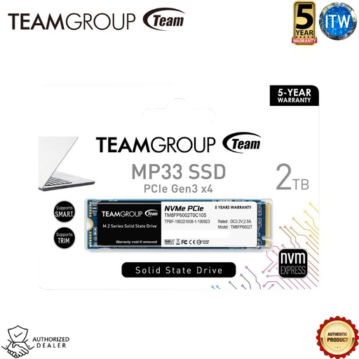 [MP33 2TB] Team Group MP33 2TB - M.2 2280 PCIe 3.0 x4 NVMe 1.3 3D NAND Internal SSD (TM8FP6002T0C101) (2)