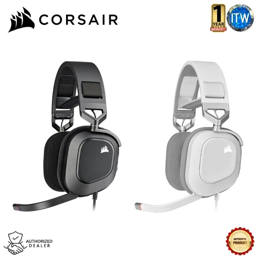 [CS-CA-9011238-AP] Corsair HS80 RGB USB Wired Gaming Headset — (Carbon (AP) / White (AP)) (White)