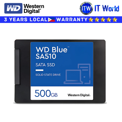 [WDS500G3B0A-00AXR0] Western Digital Blue SA510 500GB SATA III 6Gbs, 2.5&quot;, 7mm Internal SSD (WDS500G3B0A-00AXR0) (BSEC-03640, Small, 500GB)