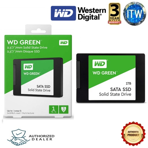 [WDS100T3G0A] Western Digital WD Green 1TB 2.5&quot; SATA III SSD/Solid State Drive (WDS100T3G0A) (Green, 1TB)