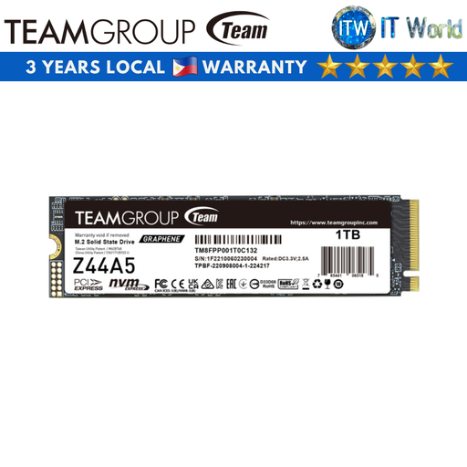 [TM8FPP001T0C132] ITW | Teamgroup T-Force Z44A5 1TB M.2 PCIe Gen4x4 NVMe Internal SSD (TM8FPP001T0C132)