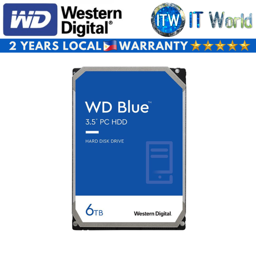 [WD60EZAZ (SATA 3.0)] Western Digital Blue 6TB 256MB 5400RPM SATA 6 Gb/s Desktop Hard Disk Drive (WD60EZAZ) (6TB)