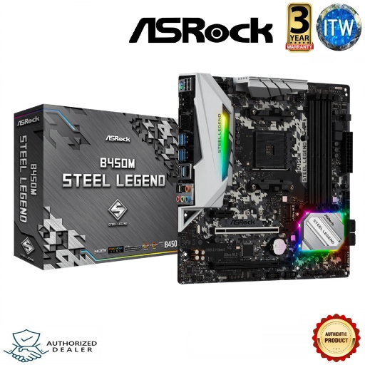 [ASROCK B450M STEEL LEGEND] ASRock B450M Steel Legend Micro-ATX AM4 DDR4 Motherboard