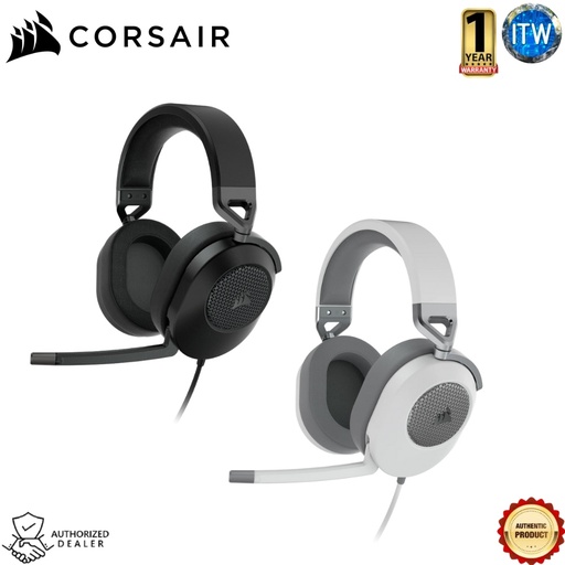 [CA-9011270-AP] Corsair HS65 SURROUND Wired Gaming Headset — in Carbon and White (AP) (Black)