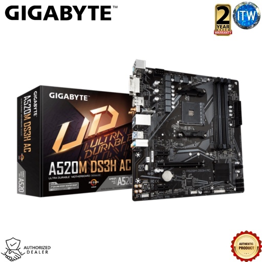 [A520M DS3H AC] Gigabyte A520M DS3H AC DDR4 - AMD A520 Chipset, Micro ATX Motherboard