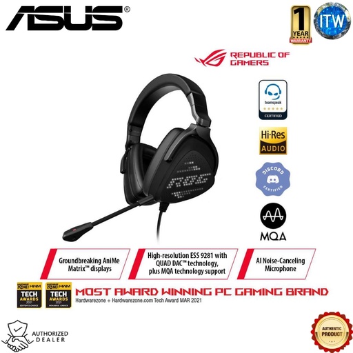 [Delta S Animate] Asus Rog Delta S Animate - Detachable Microphone, Lightweight USB-C® Wired Gaming Headset