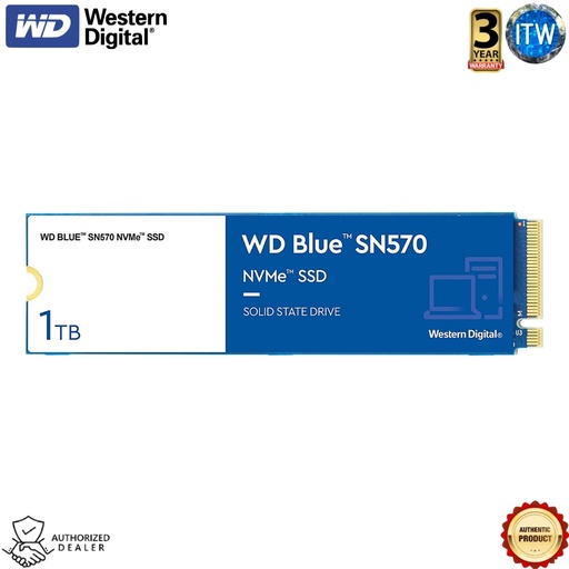 [WDS100T3B0C] Western Digital Blue 1TB M.2 2280 NVMe Internal SSD (SN570 (WDS100T3B0C)) (1TB)