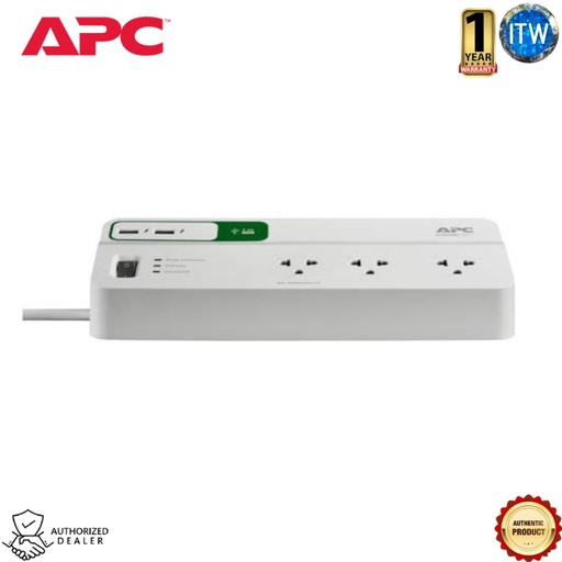 [PM63U-VN] APC Performance SurgeArrest 6 outlets 3 Meter Cord with 5V, 2.4A 2 Port USB Charger 230V Vietnam (PM63U-VN)