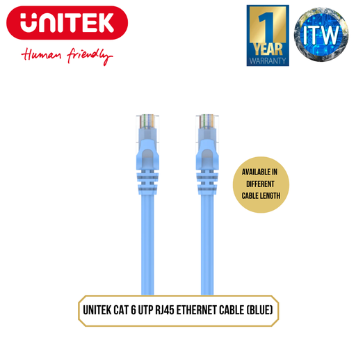 [Y-C810ABL 2M] Unitek Cat 6 UTP RJ45 Ethernet Cable (BLUE) (2M)