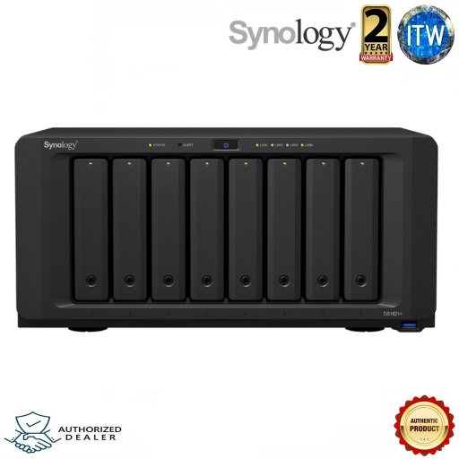[Synology DiskStation DS1821+] Synology DiskStation DS1821+ 8 Bay NAS Enclosure (Black, 4GB)
