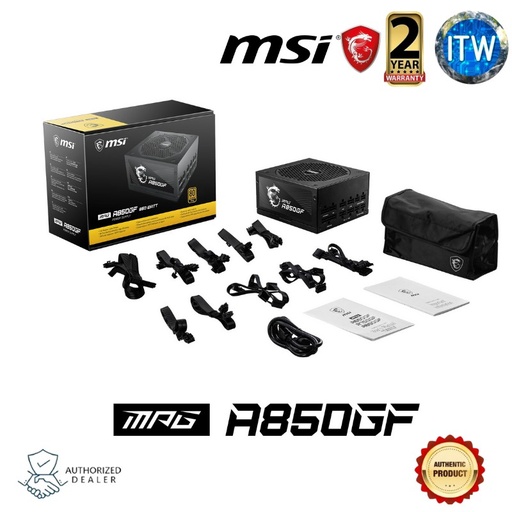 [MSI MPG A850GF 850W] MSI MPG A850GF 850W 80+ Gold Fully Modular Power Supply Unit (306-7ZP0C12-CE0)