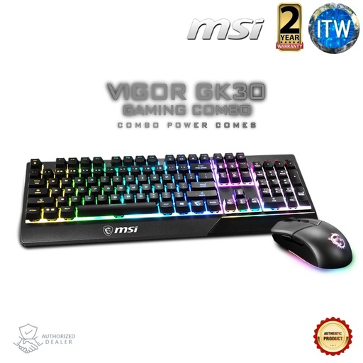 [MSI GAMING GEAR VIGOR GK30 COMBO] Msi Gaming Gear Vigor GK30 Combo Gaming RGB Mechanical-Like Keyboard and Clutch GM11 Gaming Mouse (Black)