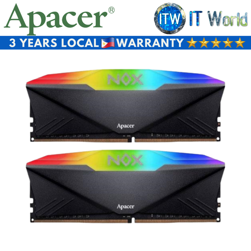 [AH4U16G32C28YNBAA-2] Apacer NOX RGB Aura 2 16GB (2x8GB) 3200Mhz 1.35V Desktop Memory (AH4U16G32C28YNBAA-2)