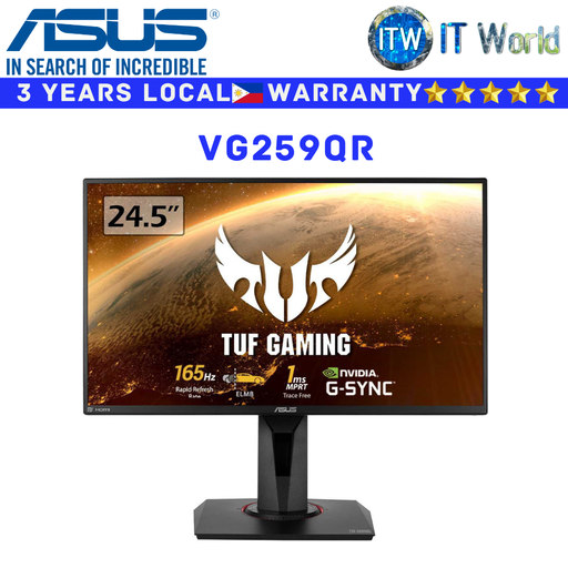 [ASUS TUF Gaming VG259QR Gaming Monitor] ASUS TUF Gaming Monitor VG259QR / VG259Q3A 25&quot; (1920x1080 FHD) / IPS / 1ms / Flicker-free (VG259QR) (VG259QR, Black)