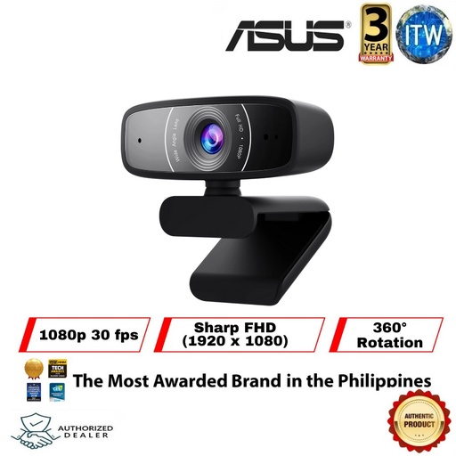 [C3-1080p-30fps] ASUS C3 Webcam Sharp FHD (1920 x 1080) 1080p 30 fps USB camera (Black)