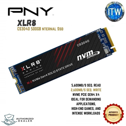 [M280CS3040-500-RB] PNY CS3040 XLR8 GAMING 500GB Nvme PCie Gen4 x4 SSD (CS3040)