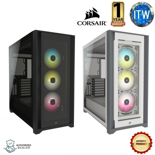 [CS-CC-9011213-WW] Corsair iCUE 5000X RGB Tempered Glass Mid-Tower ATX PC Smart Case (White)