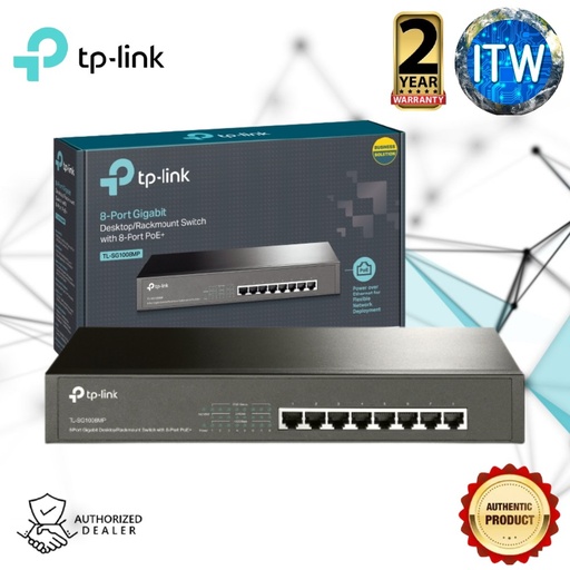 [TL-SG1008MP] TP-Link TL-SG1008MP 8-Port Gigabit Desktop/Rackmount Switch with 8-Port PoE+ Tplink Tp link (Black)