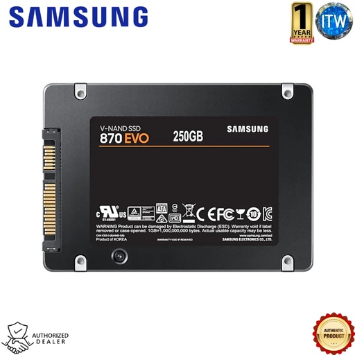 [MZ-77E250BW] Samsung 870 EVO 250GB SATA III 2.5&quot; Internal Solid State Drive (SSD) (MZ-77E250BW) (Black)