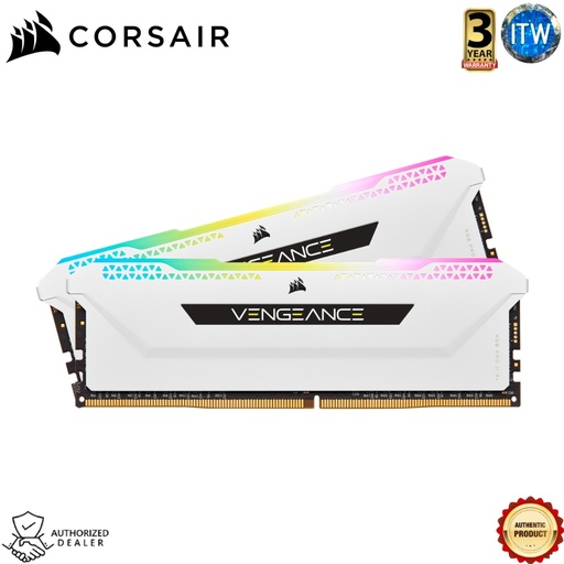 [CMH16GX4M2E3200C16W] CORSAIR VENGEANCE RGB PRO SL 16GB (2x8GB) DDR4 DRAM 3200MHz C16 Memory Kit – White