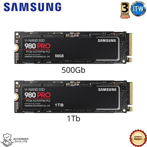 [MZ-V8P500BW] Samsung 980 Pro PCle 4.0 NVMe M.2 SSD - Internal/External Solid State Drive Storage (Black, 500GB)