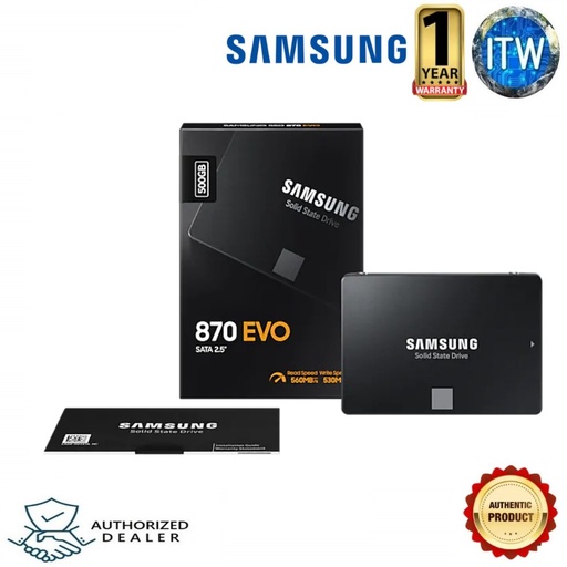 [MZ-77E500BW] Samsung 870 EVO 500GB SATA III 2.5&quot; Internal Solid State Drive (SSD) (MZ-77E500BW) (Black, 500GB)