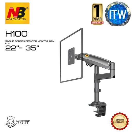 [H100] NEW SERIES NB H100 DESKTOP MONITOR ARM 22&quot; - 35&quot; UP TO 12KG (Black)