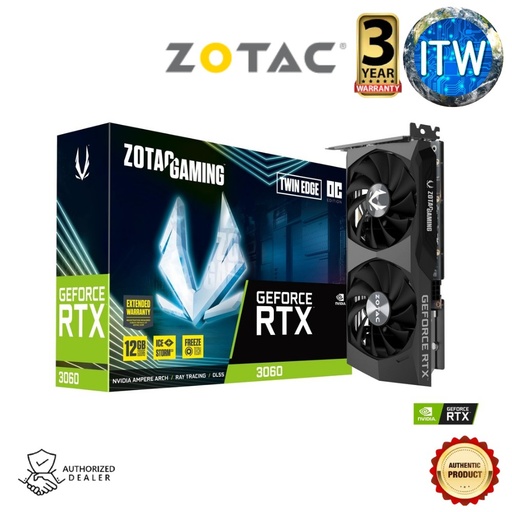 [ZT-A30600H-10M] ZOTAC GAMING GeForce RTX 3060 Twin Edge OC 12GB GDDR6 192-bit LHR Graphic Card  ZT-A30600H-10M