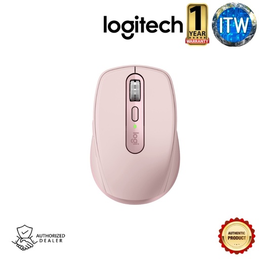 [910-005994] Logitech MX Anywhere 3 Rose Compact Performance Mouse, Wireless, 4000DPI, Customizable Buttons, USB-C (Rose)
