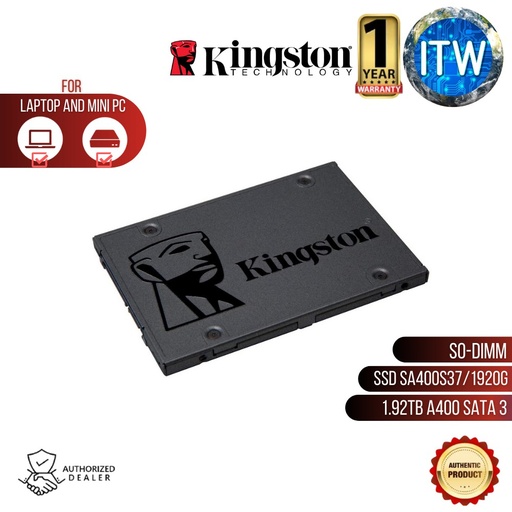 [SA400S37/1920G] Kingston 1.92TB A400 SATA 3 2.5&quot; Internal SSD (SA400S37/1920G) HDD Replacement for Increase Performance