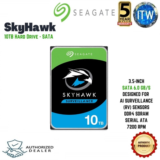 [ST0000VE0008] SEAGATE SKYHAWK 10TB HDD SATA 6Gb/s 256MB Cache