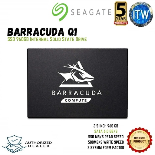 [ZA960CV1A001] SEAGATE BARRACUDA Q1 960GB Internal Solid State Drive – 2.5 Inch SATA 6Gb/s