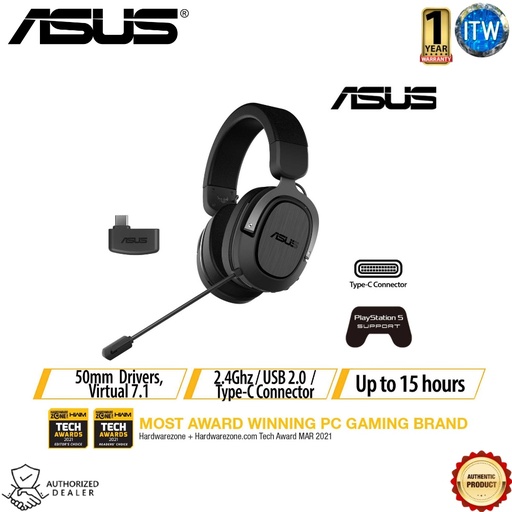 [H3-GUNMETAL WIRELESS] Asus TUF Gaming H3 Wireless Gaming Headset