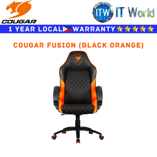 [Fusion Black-Orange] Itw | Cougar Gaming Chair Fusion S Black Fusion Black and Black Orange Comfortable Chair (Fusion Black Orange) (Fusion Black-Orange)