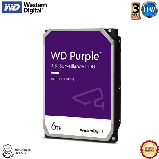 [WD64PURZ] Itw | Western Digital Purple 6TB 256MB Cache 3.5-inch SATA 6Gb/s Internal HDD (WD64PURZ) (6TB)