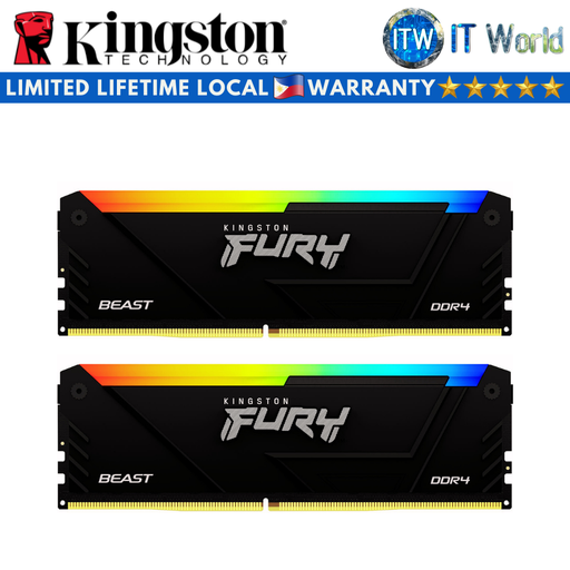 [KF436C17BB2AK2/16] Kingston Fury Beast RGB 16GB (8GBx2) DDR4-3600Mhz Desktop Memory (KF436C17BB2AK2/16)