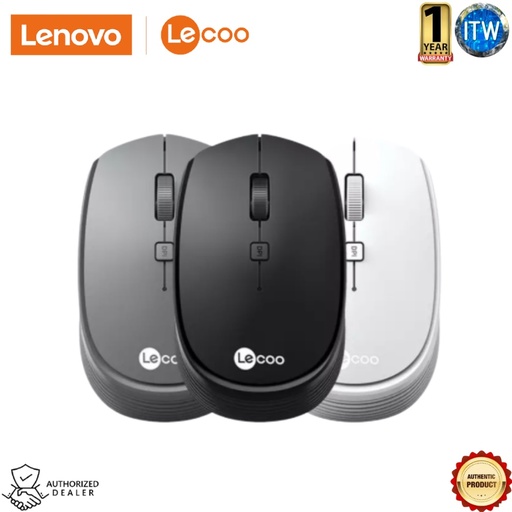 [WS202 WIRELESS MOUSE (GREY)] Lenovo Lecoo WS202 2.4G Wireless Mouse Mice Optical - Black / Grey / White (Grey)
