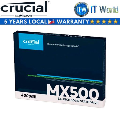 [CT4000MX500SSD1] Crucial MX500 3D NAND SATA 2.5&quot; 7mm Internal SSD (4TB) (Silver, 4TB)