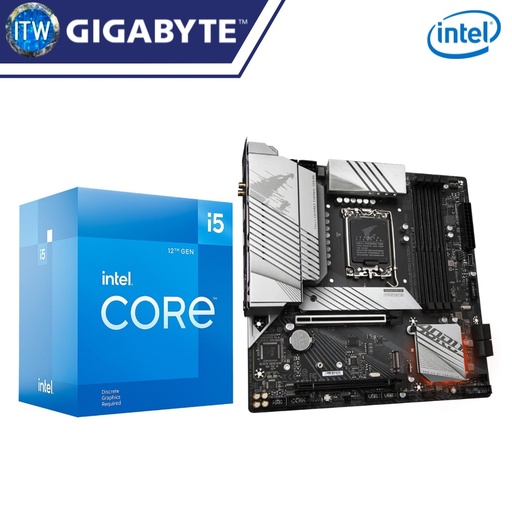 [i5 12400f/GA-B660M-A-PRO-AX-DDR4] Intel Core i5-12400f Processor with Gigabyte B660M Aorus Pro AX DDR4 w/ WiFi Motherboard Bundle