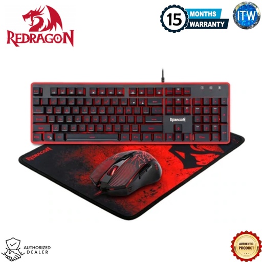 [S107 3IN1] Redragon S107-104 Key RGB Mechanical Gaming Keyboard, Wired 3200DPI Mouse, Large MousePad Set
